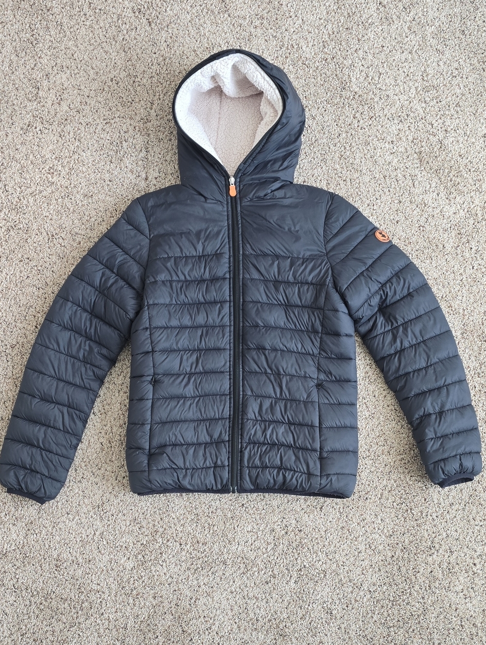 Save The Duck Sz 14 Black Sherpa Lined Puffer